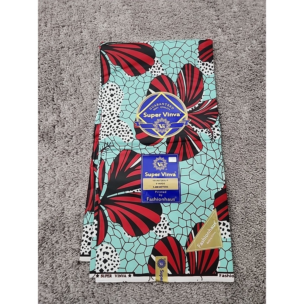 Super Vinva Wax Print Fabric 6 Yards Tropical Floral Modern Ethnic African Print
